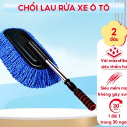 Chổi Rửa Xe Ô Tô Cán Dài Microfiber Đa Năng Tự Xoay 360° Kèm Bàn Chải Tiện Dụng