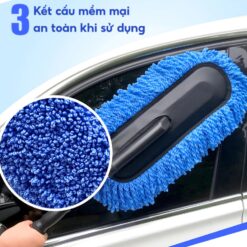 Chổi Rửa Xe Ô Tô Cán Dài Microfiber Đa Năng Tự Xoay 360° Kèm Bàn Chải Tiện Dụng