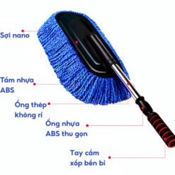 Chổi Rửa Xe Ô Tô Cán Dài Microfiber Đa Năng Tự Xoay 360° Kèm Bàn Chải Tiện Dụng