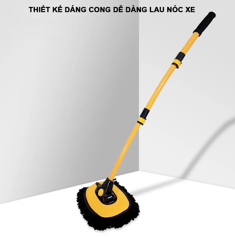 Chổi Rửa Xe Ô Tô Đa Năng Có Kèm Đầu Lau Thay Thế, Sợi Mềm Cao Cấp Điều Chỉnh Được Độ Cong & Độ Dài