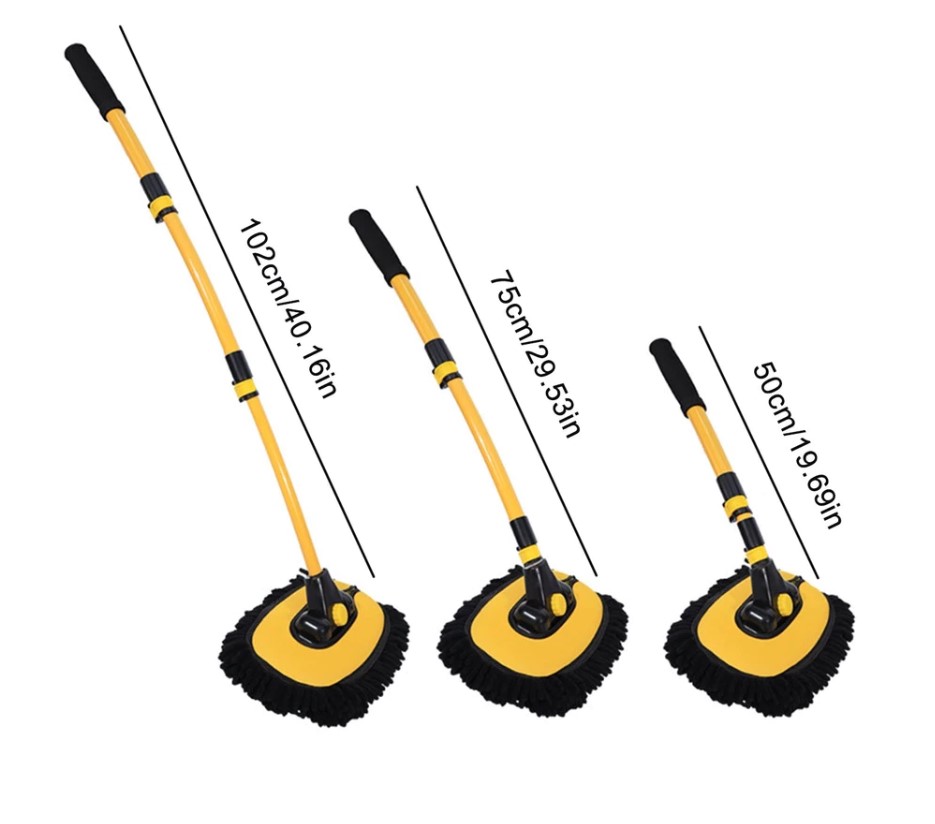 Chổi Rửa Xe Ô Tô Đa Năng Có Kèm Đầu Lau Thay Thế, Sợi Mềm Cao Cấp Điều Chỉnh Được Độ Cong & Độ Dài