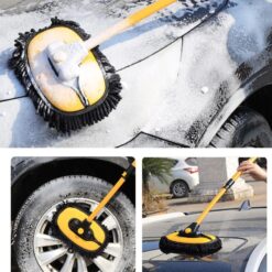 Chổi Rửa Xe Ô Tô Đa Năng Có Kèm Đầu Lau Thay Thế, Sợi Mềm Cao Cấp Điều Chỉnh Được Độ Cong & Độ Dài