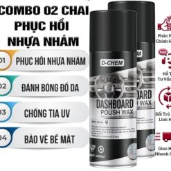 Combo 02 Chai Phục Hồi Nhựa Nhám D-Chem Chính Hãng – Dưỡng & Đánh Bóng Nhựa Nhám Ô Tô, Xe Máy