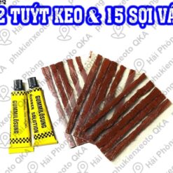 Combo 15 Miếng Vá Lốp - Sợi Vá Rút + 2 Tuýp Keo Chuyên Dụng Vá Săm/Lốp Không Săm Ô Tô – Xe Máy