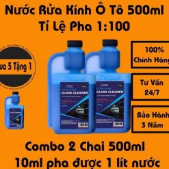COMBO 2 Chai Nước Rửa Kính Ô Tô GLASS CLEANER 500ML – Đậm Đặc Tỷ Lệ Pha 1:100 (10ML pha được 1 lít nước)