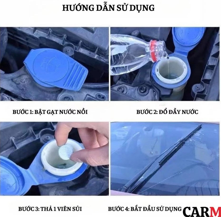 Combo 5 Viên Sủi Rửa Kính Ô Tô – Làm Sạch Kính Trong Suốt