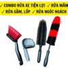 Combo Cọ Rửa Xe Đa Năng – Chổi Rửa Mâm Lazang, Bàn Chải Lốp, Vệ Sinh Gầm & Lốc Máy Ô Tô, Xe Máy