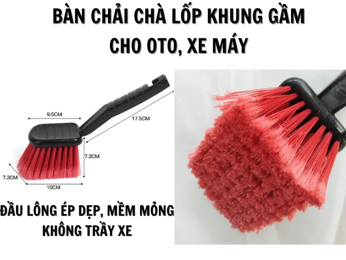 Combo Cọ Rửa Xe Đa Năng – Chổi Rửa Mâm Lazang, Bàn Chải Lốp, Vệ Sinh Gầm & Lốc Máy Ô Tô, Xe Máy