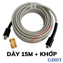 Dây Rửa Xe Áp Lực Cao 10m – 15m – 20m – 30m, 2 Đầu Ren 22mm Kèm Khớp Nối Đồng