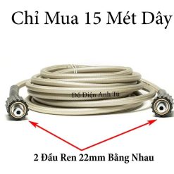 Dây Rửa Xe Áp Lực Cao 22mm – Chiều Dài 10m, 15m, 20m, 30m, Tùy Chọn Khớp Nối, Bền, Chịu Áp Lực Tốt