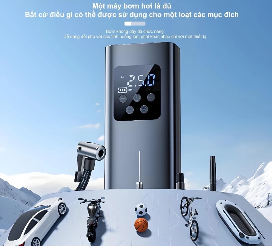 DOSEN Pro – Máy Bơm Hơi Lốp Thông Minh, Đồng Hồ Kỹ Thuật Số & Đèn LED Cho Ô Tô, Xe Máy, Xe Đạp