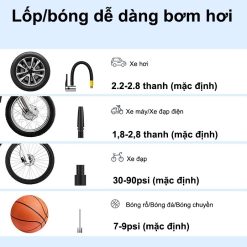 DOSEN Pro – Máy Bơm Hơi Lốp Thông Minh, Đồng Hồ Kỹ Thuật Số & Đèn LED Cho Ô Tô, Xe Máy, Xe Đạp