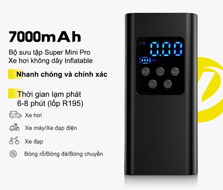 DOSEN Pro – Máy Bơm Hơi Lốp Thông Minh, Đồng Hồ Kỹ Thuật Số & Đèn LED Cho Ô Tô, Xe Máy, Xe Đạp