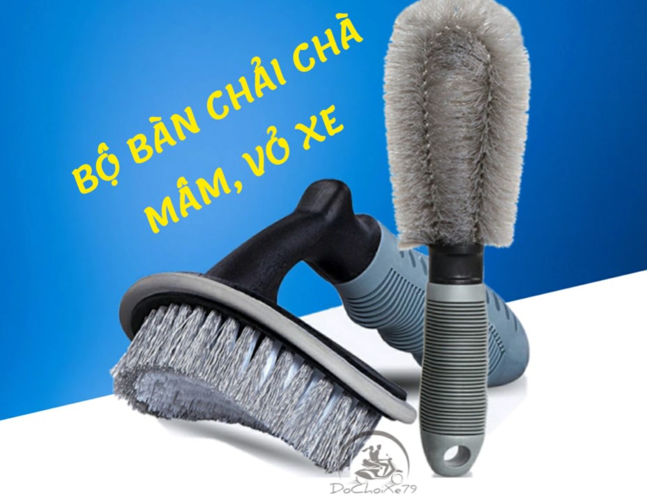 Dụng Cụ Rửa Xe Máy Ô Tô Nhiều Món Găng Tay, Bộ 5 Cọ Rửa, Mút, Bàn Chải, khăn lau