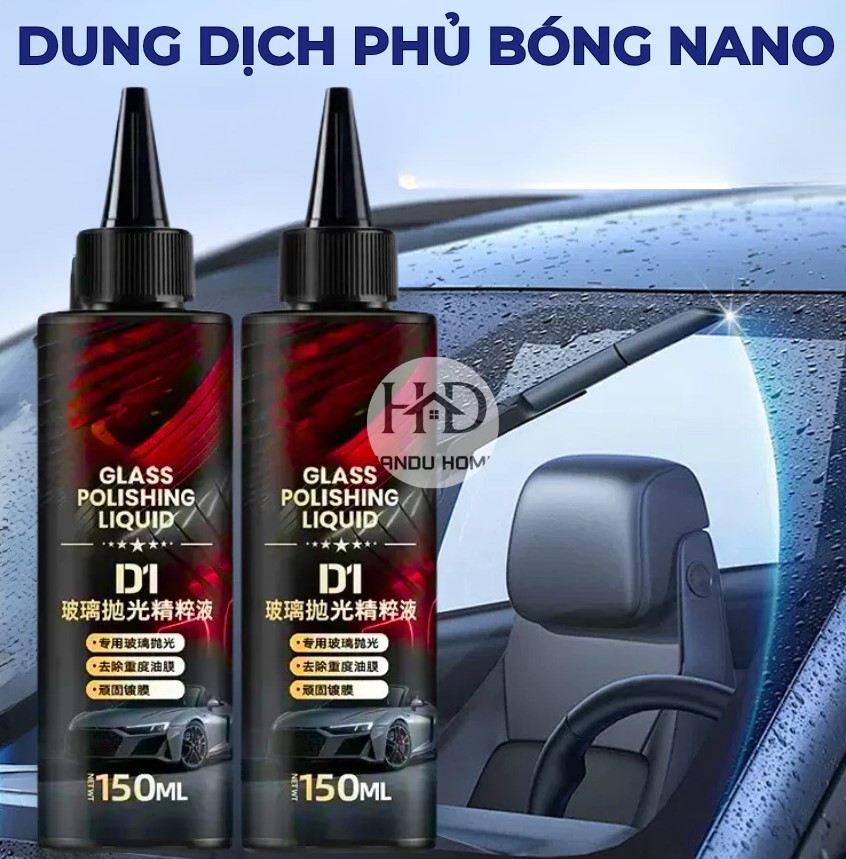 Dung Dịch Phủ Bóng Nano 150ml Cho Ô Tô, Chống Bám Nước, Chống Sương, Giúp Kính Xe Sáng