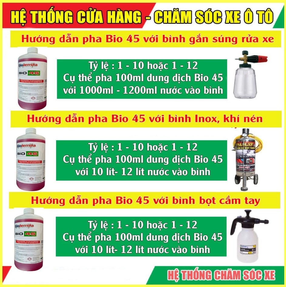 Dung Dịch Rửa Xe Không Chạm Ekokemika Bio 45 – 1L | Nước Rửa Xe Ô Tô, Xe Máy Cao Cấp