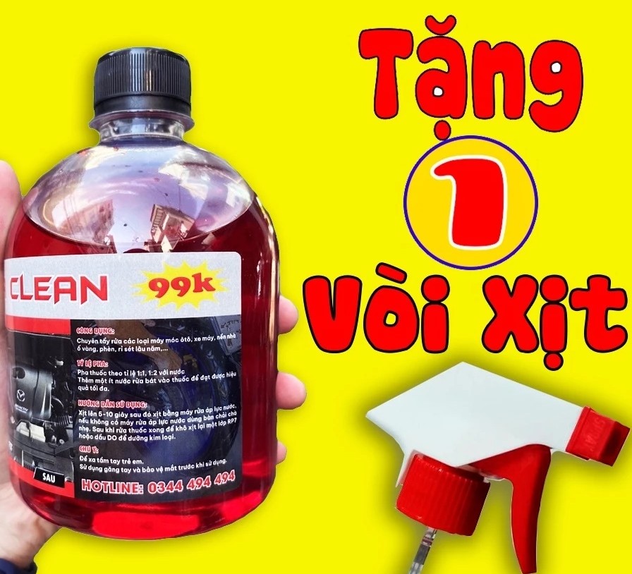 Dung dịch tẩy rửa đầu bò và lốc máy không chạm Super Clean – siêu mạnh, tẩy rỉ sét hiệu quả