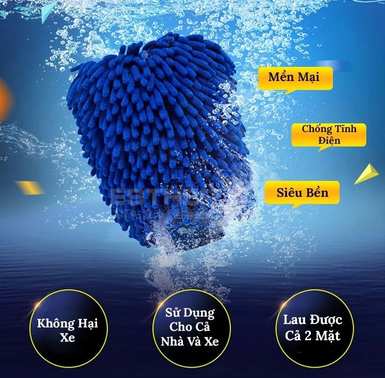 Găng tay rửa ô tô xe máy, bao tay rửa xe san hô làm bằng sợi microfiber mềm mịn tạo nhiều bọt bộ dụng cụ rửa xe