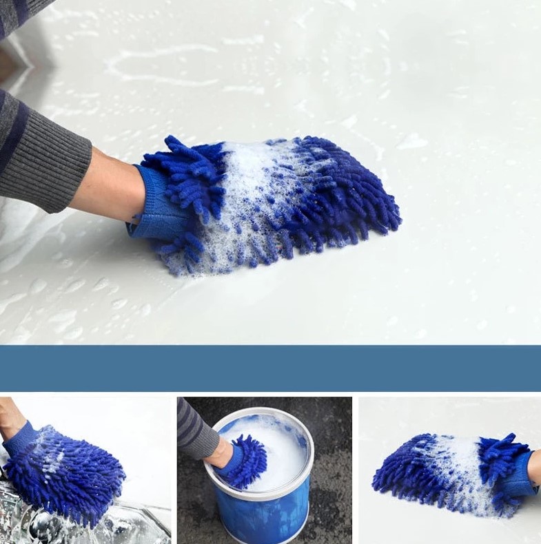 Găng tay rửa ô tô xe máy, bao tay rửa xe san hô làm bằng sợi microfiber mềm mịn tạo nhiều bọt bộ dụng cụ rửa xe