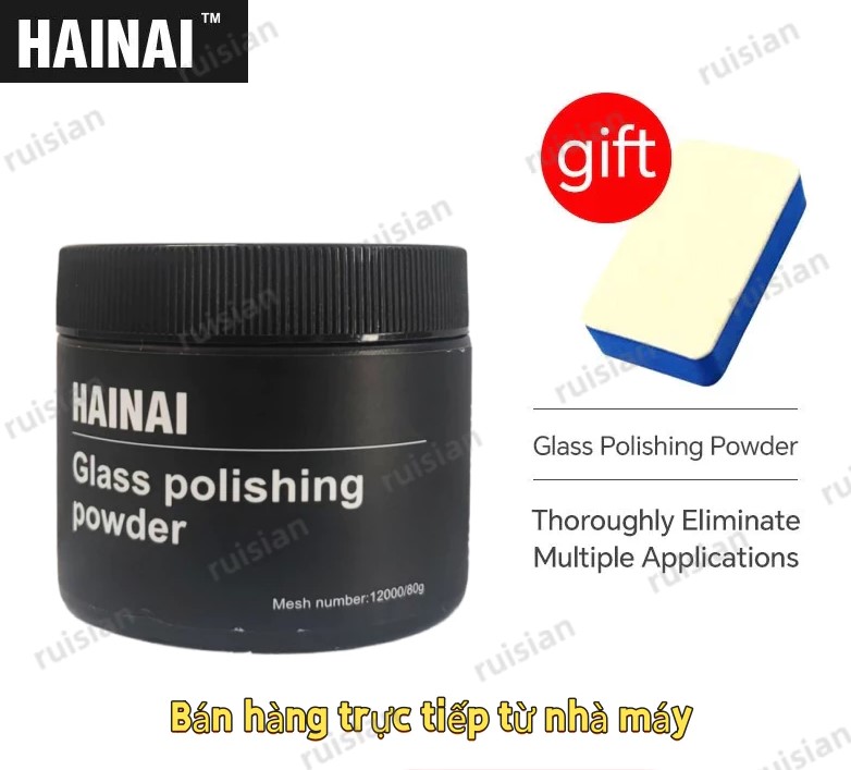 HAINAI – Bột Đánh Bóng Kính Ô Tô 80g – Làm Sạch & Đánh Bóng Kính Chắn Gió Xe Hơi