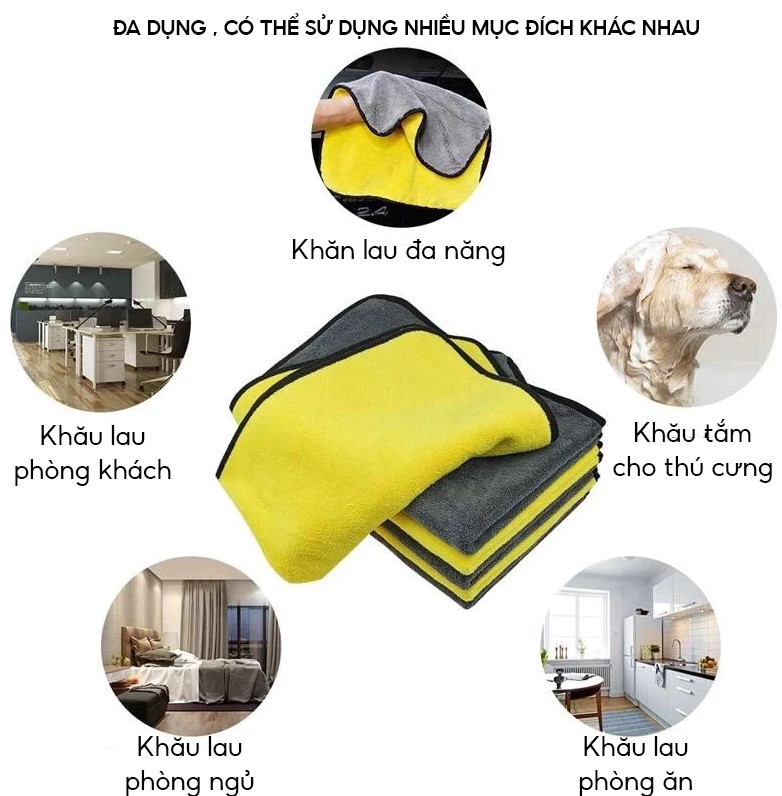Khăn lau ô tô Focar chất liệu nhung mềm hút ẩm hút bụi làm sạch đa năng 30x60cm