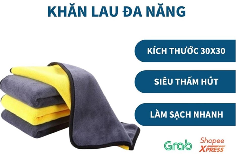 Khăn lau ô tô Focar chất liệu nhung mềm hút ẩm hút bụi làm sạch đa năng 30x60cm