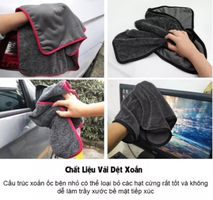 Khăn Lau Ô Tô Sợi Microfiber Cao Cấp, Lau Xe Hơi Chuyên Dụng 80% Sợi Nano 20% Mềm Mịn, Đa Năng