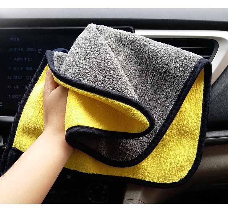 Khăn Lau Ô Tô – Xe Hơi, Bếp, Kính 2 Lớp Cao Cấp Màu Vàng, Siêu Thấm Hút, Không Rụng Lông