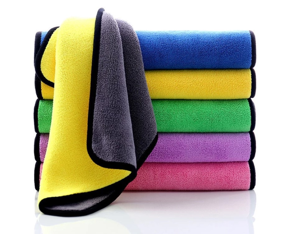 Khăn Lau Ô Tô – Xe Hơi, Bếp, Kính 2 Lớp Cao Cấp Màu Vàng, Siêu Thấm Hút, Không Rụng Lông