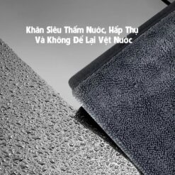 Khăn Lau Xe Ô Tô, Xe Máy Microfiber Cao Cấp – Khăn Lau Đa Năng 2 Mặt Kích Thước 30×40cm / 40×60cm (Xám – Viền Đen)