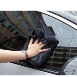 Khăn Lau Xe Ô Tô, Xe Máy Microfiber Cao Cấp – Khăn Lau Đa Năng 2 Mặt Kích Thước 30×40cm / 40×60cm (Xám – Viền Đen)