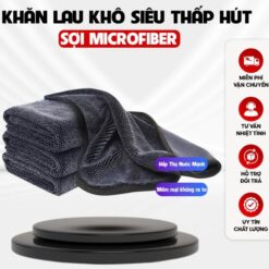 Khăn Lau Xe Ô Tô, Xe Máy Microfiber Cao Cấp – Khăn Lau Đa Năng 2 Mặt Kích Thước 30×40cm / 40×60cm (Xám – Viền Đen)