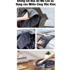 Khăn Lau Xe Ô Tô, Xe Máy Microfiber Cao Cấp – Khăn Lau Đa Năng 2 Mặt Kích Thước 30×40cm / 40×60cm (Xám – Viền Đen)