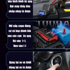 Kích Bình Ô Tô 12V – Bơm Lốp Xe Hơi Đa Năng 4in1 Monacar 14000mAh