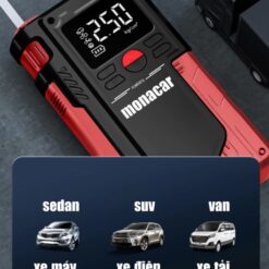 Kích Bình Ô Tô 12V – Bơm Lốp Xe Hơi Đa Năng 4in1 Monacar 14000mAh