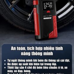Kích Bình Ô Tô 12V – Bơm Lốp Xe Hơi Đa Năng 4in1 Monacar 14000mAh