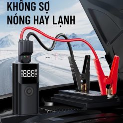 Kích Bình Ô Tô Kiêm Bơm Lốp Wisezen 10000mAh, Tích Hợp Sạc Dự Phòng, Đèn Pin LED