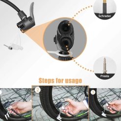 LORETT Máy Bơm Xe Đạp & Xe Máy Cầm Tay Nhỏ Gọn, Đầu Van Thông Minh