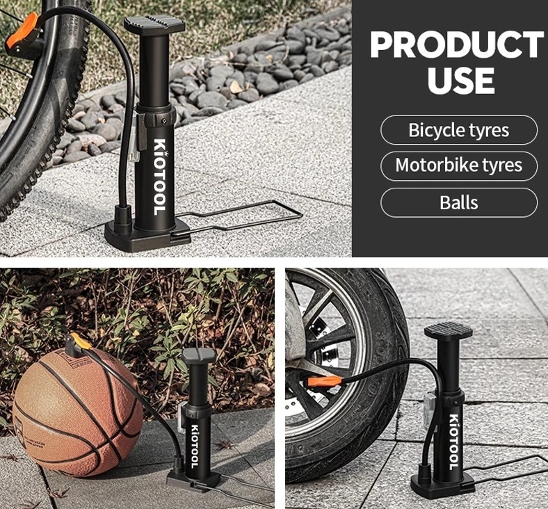 LORETT Máy Bơm Xe Đạp & Xe Máy Cầm Tay Nhỏ Gọn, Đầu Van Thông Minh