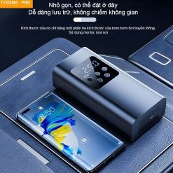 Máy Bơm Hơi Không Dây TYZONG PRO Bơm Nhanh, Dùng Cho Xe Máy, Ô Tô, Xe Đạp Điện, Đồ Bơm Hơi