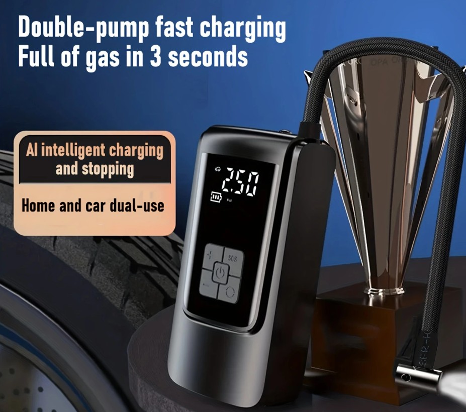 Máy Bơm Hơi Lốp Xe Hơi Di Động 150 PSI – Bơm Tức Thì Cho Ô Tô, Xe Máy, Xe Đạp