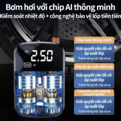 Máy Bơm Hơi Ô Tô Xe Máy Không Dây – Màn Hình LED Hiển Thị Áp Suất, Tặng Kèm Dây Sạc