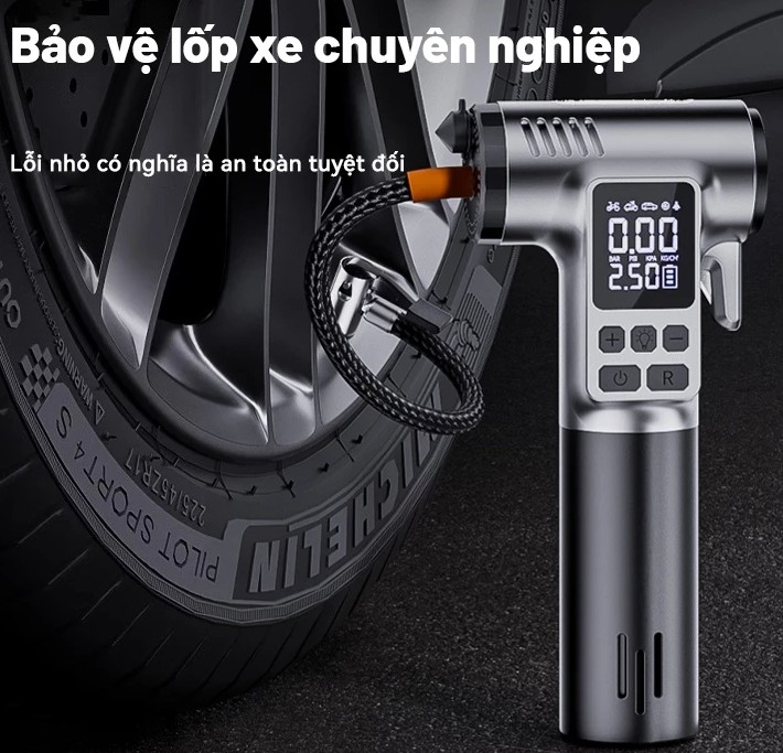 Máy Bơm Khí Xe Cầm Tay Di Động, Theo Dõi Áp Suất Chính Xác