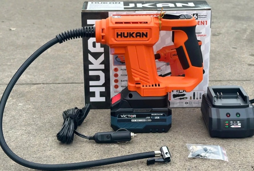 Máy Bơm Lốp Hukan G1 – BP2201M Bơm Xe Đa Năng 120PSI Tương Thích Chân Pin Phổ Thông M21