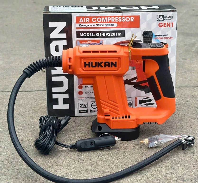 Máy Bơm Lốp Hukan G1 – BP2201M Bơm Xe Đa Năng 120PSI Tương Thích Chân Pin Phổ Thông M21