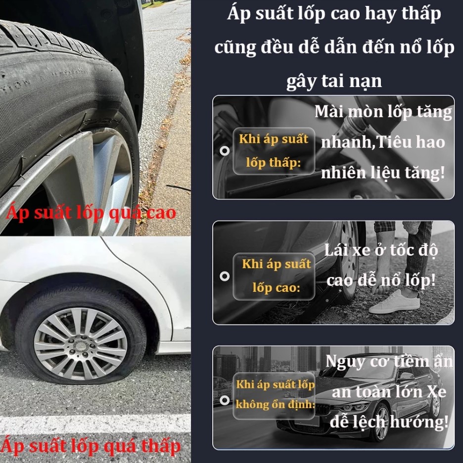 Máy Bơm Lốp Không Dây Cầm Tay Cao Cấp – Màn Hình Hiển Thị Kép, Động Cơ Đức, Bơm Nhanh, Tự Ngắt Khi Đủ Áp Suất