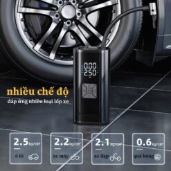 Máy Bơm Lốp Không Dây Cầm Tay Cao Cấp – Màn Hình Hiển Thị Kép, Động Cơ Đức, Bơm Nhanh, Tự Ngắt Khi Đủ Áp Suất