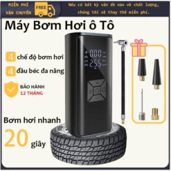 Máy Bơm Lốp Không Dây Cầm Tay Cao Cấp – Màn Hình Hiển Thị Kép, Động Cơ Đức, Bơm Nhanh, Tự Ngắt Khi Đủ Áp Suất