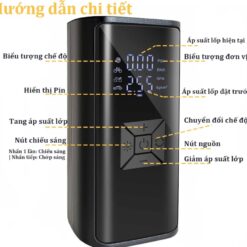 Máy Bơm Lốp Không Dây Cầm Tay Cao Cấp – Màn Hình Hiển Thị Kép, Động Cơ Đức, Bơm Nhanh, Tự Ngắt Khi Đủ Áp Suất