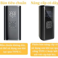 Máy Bơm Lốp Không Dây Cầm Tay Cao Cấp – Màn Hình Hiển Thị Kép, Động Cơ Đức, Bơm Nhanh, Tự Ngắt Khi Đủ Áp Suất